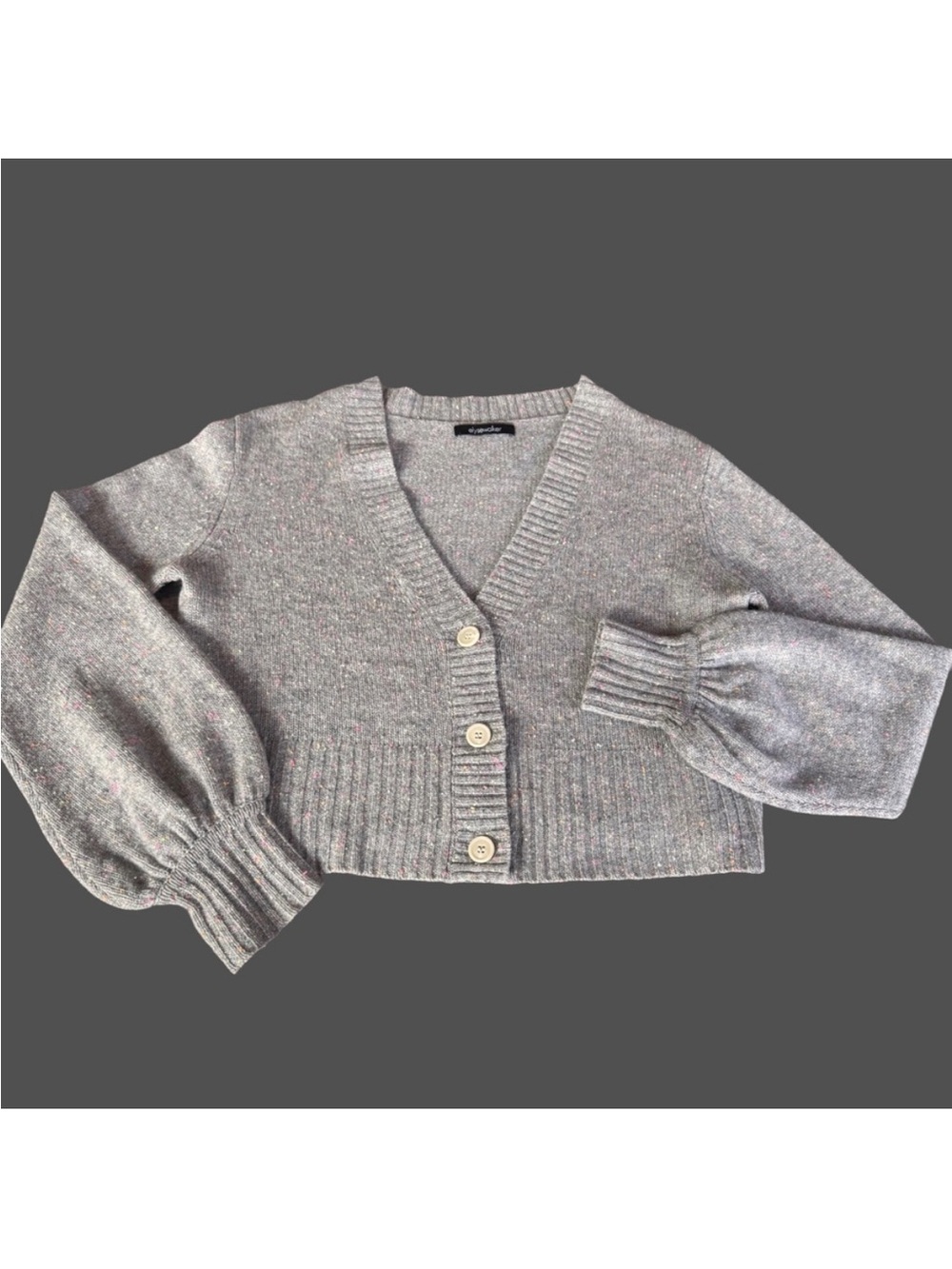 Elyse Walker Cropped Flecked Cardigan Sweater Cashmere Size XS